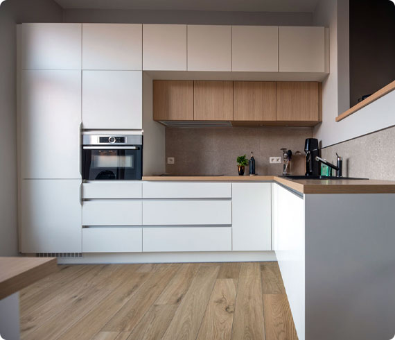 cuisine sur mesure équipée en stratifié blanc